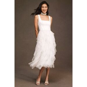 Anthropologie X Bhldn White Tulle Fairy Maxi Midi Dress